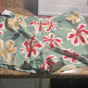 Original Use Floral Swim Trunks - Green and Red